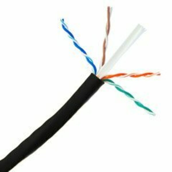 Swe-Tech 3C Outdoor rated Cat6a Black Ethernet Cable, Solid, CMX, UV rated, Spool, 1000 foot FWT13X6-422NH